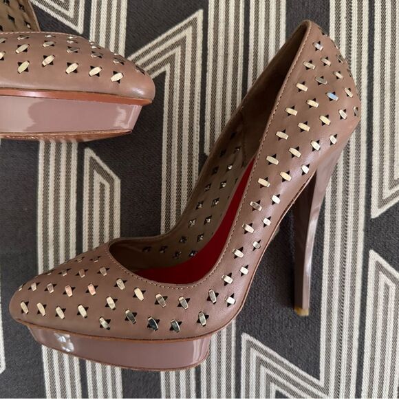 VTG Charles Jourdan Nude Metal Pieces Platform Stilettos Size 7M - Picture 6 of 13